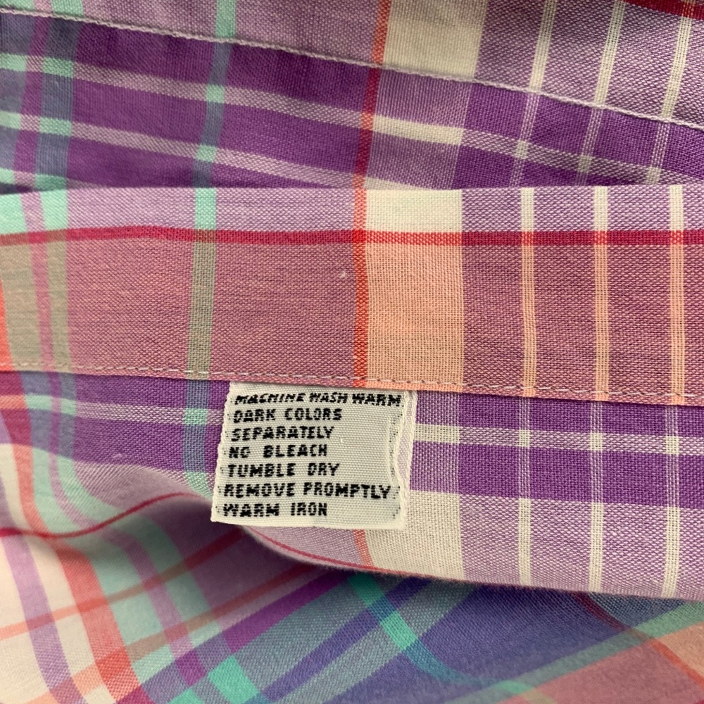 Chaps Ralph Lauren Plaid Shirt Men's M Short Sleeve Preppy Vintage - Picture 4 of 6